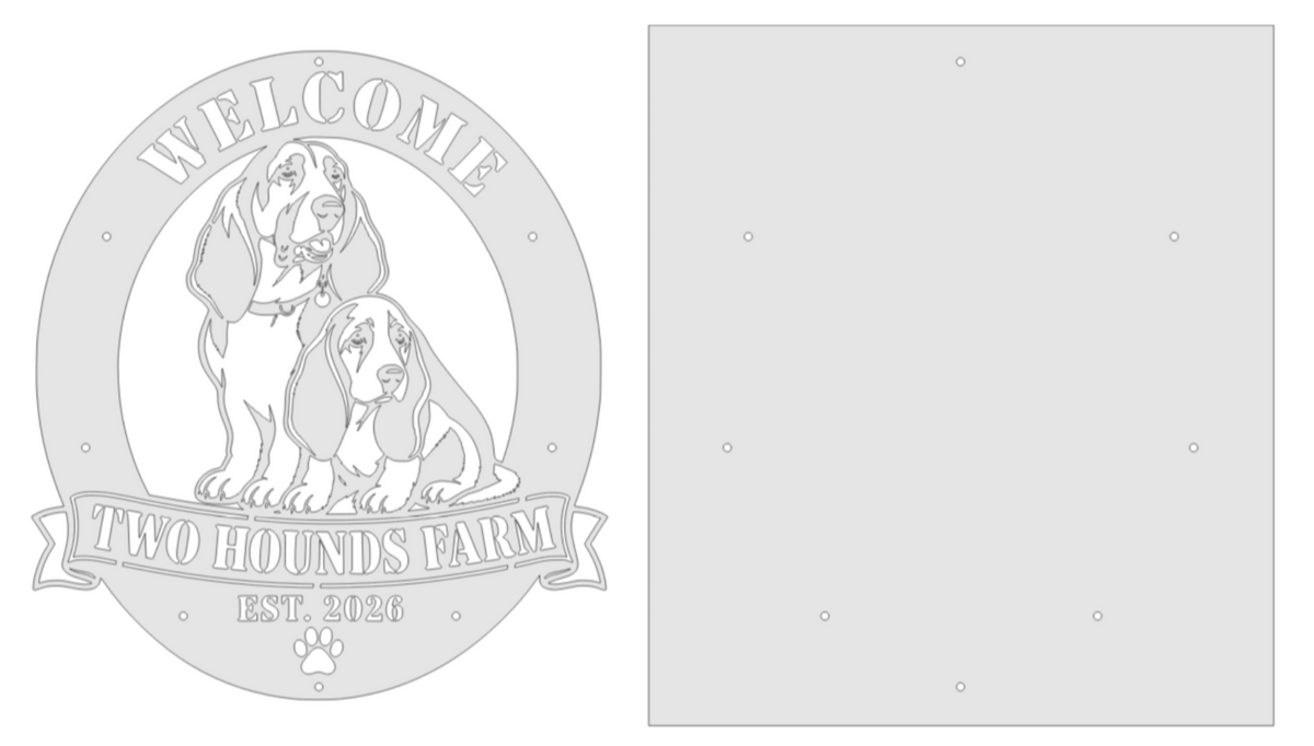 Two Hounds Farm Metal Sign