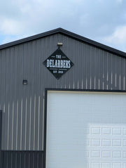 Actual custom family sign on barn, original close photograph